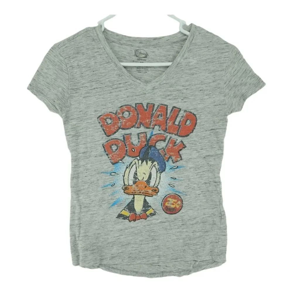 Disney XS Gray Donald Duck V-neck T-shirt